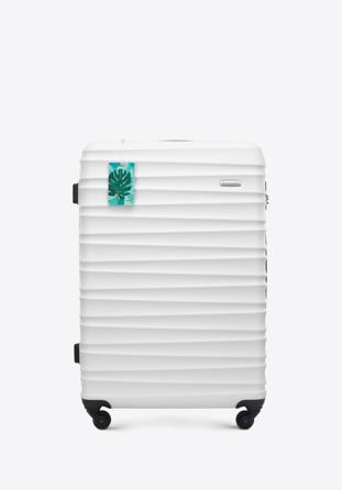 Nagyméretű bőrönd poggyászcímkével, fehér, 56-3A-313-89Z, Fénykép 1