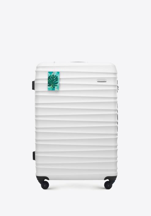 Nagyméretű bőrönd poggyászcímkével, fehér, 56-3A-313-50Z, Fénykép 1