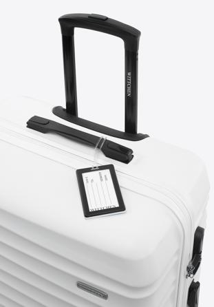Nagyméretű bőrönd poggyászcímkével, fehér, 56-3A-313-89Z, Fénykép 1