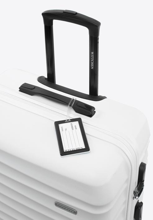 Nagyméretű bőrönd poggyászcímkével, fehér, 56-3A-313-50Z, Fénykép 2