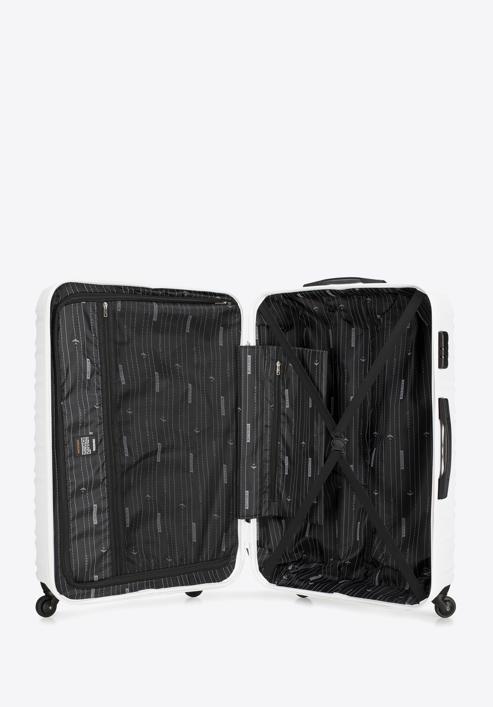 Nagyméretű bőrönd poggyászcímkével, fehér, 56-3A-313-50Z, Fénykép 6