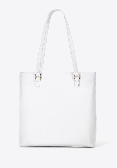 Női bőr shopper táska geometrikus díszvarrással, fehér, 96-4E-628-0, Fénykép 3