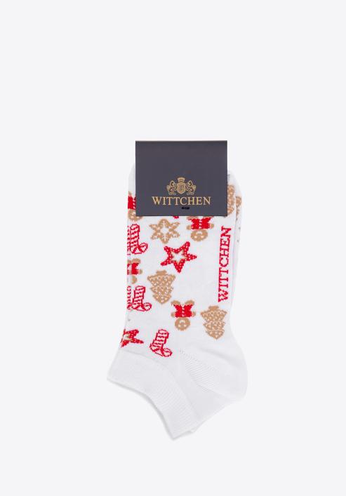 Női karácsonyi díszes zokni, Fehér piros, 98-SD-050-X3-35/37, Fénykép 1