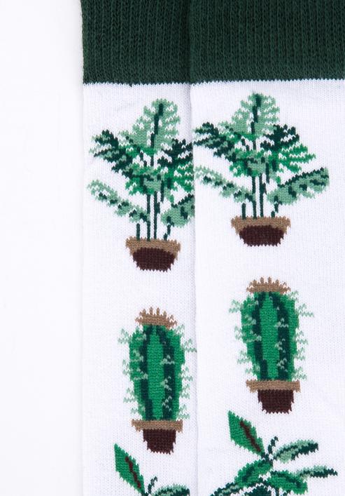 Férfi növénymintás zokni, fehér-zöld, 98-SM-050-X5-40/42, Fénykép 4