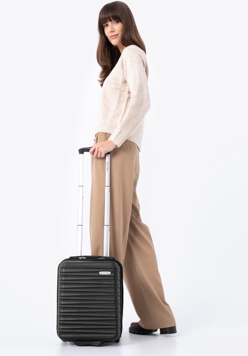 ABS bordázott kézipoggyász bőrönd, fekete, 56-3A-315-01, Fénykép 15