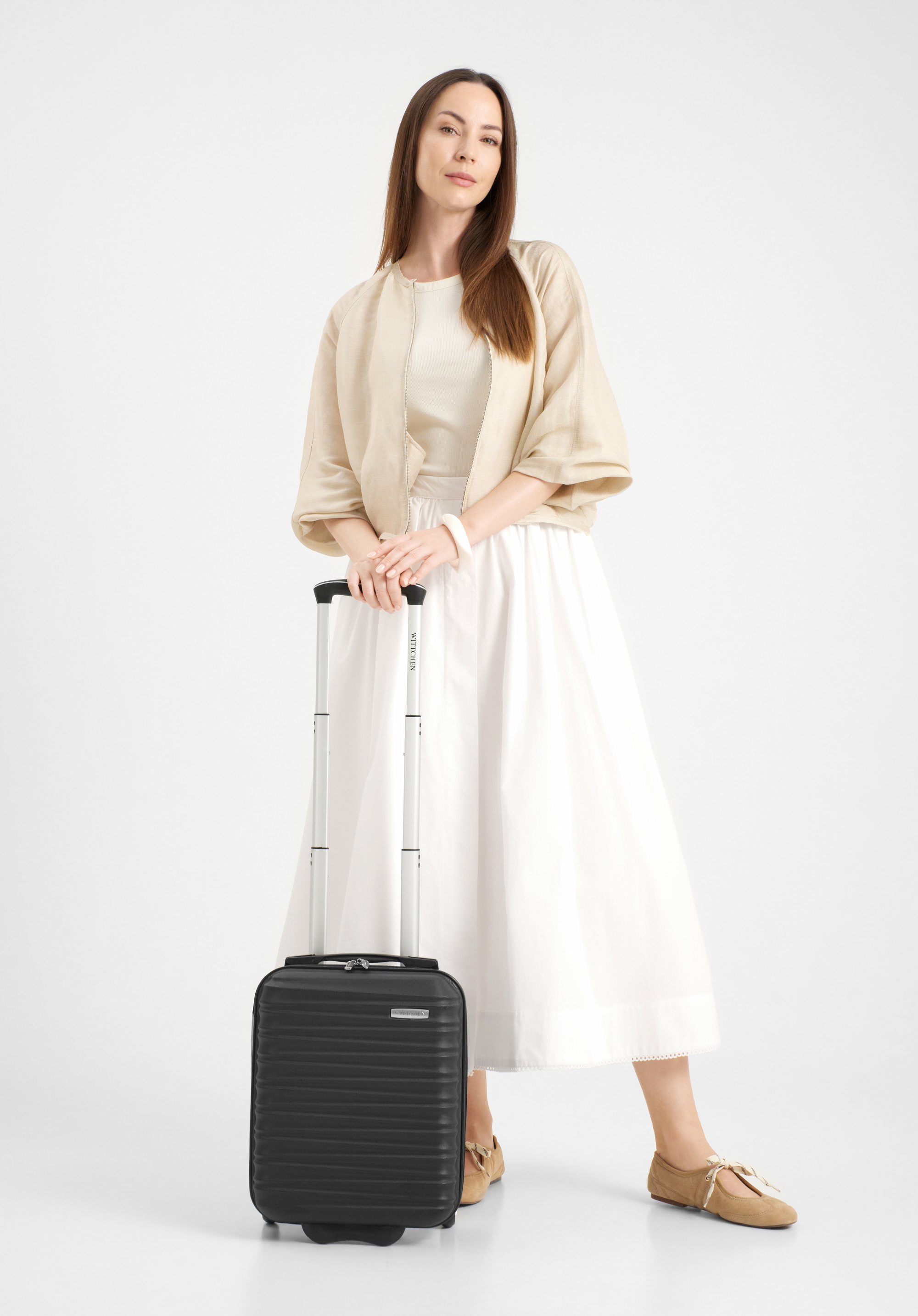 ABS bordázott kézipoggyász bőrönd, fekete, 56-3A-315-11, Fénykép 1