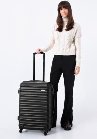 ABS bordázott Közepes bőrönd, fekete, 56-3A-312-11, Fénykép 1