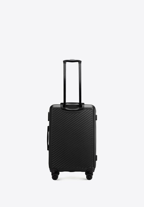 Közepes méretű bőrönd ABS-ből átlós vonalakkal, fekete, 56-3A-742-80, Fénykép 3
