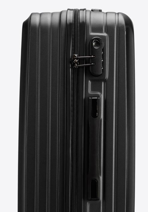 Közepes méretű bőrönd ABS-ből átlós vonalakkal, fekete, 56-3A-742-80, Fénykép 7