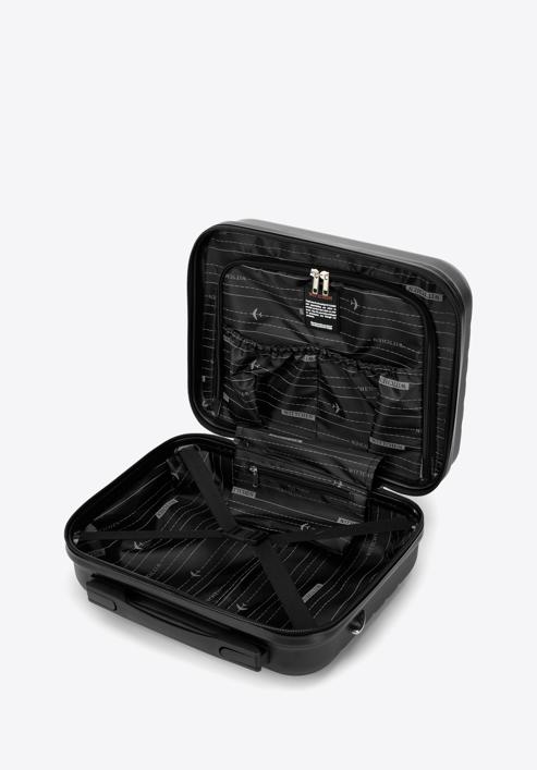 ABS utazó kozmetikai táska geometriai dombornyomással, fekete, 56-3A-754-91, Fénykép 3