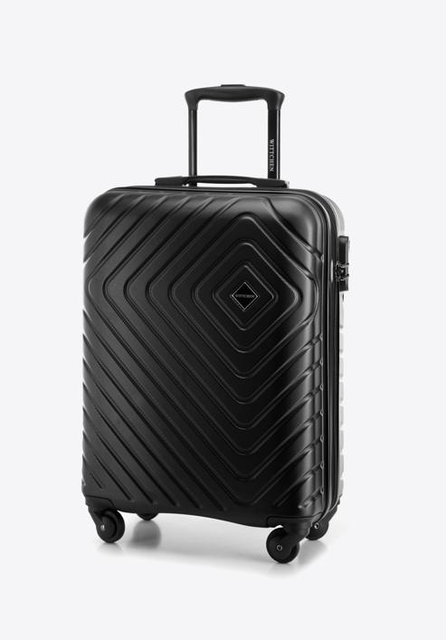 ABS Geometrikus kialakítású kabinbőrönd, fekete, 56-3A-751-11, Fénykép 4
