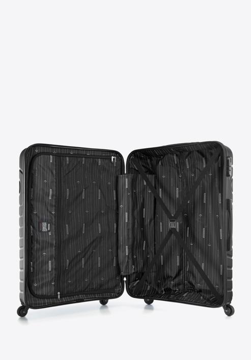 ABS Nagy bőrönd geometriai mintával, fekete, 56-3A-753-11, Fénykép 5