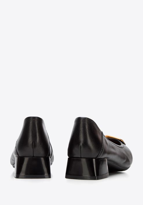 Csattal díszített női bőr topánka, fekete arany, 94-D-950-1G-36, Fénykép 5