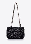 Flitteres női estélyi táska csillogó lánccal, fekete arany, 98-4Y-023-S, Fénykép 3
