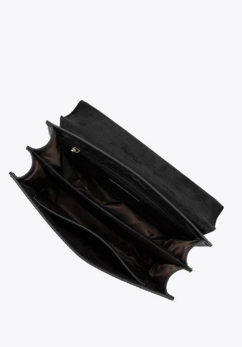 Klasszikus női bőr táska lánccal, fekete arany, 98-4E-624-6, Fénykép 4