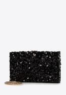 Láncos, flitteres estélyi táska, fekete arany, 98-4Y-025-1G, Fénykép 3
