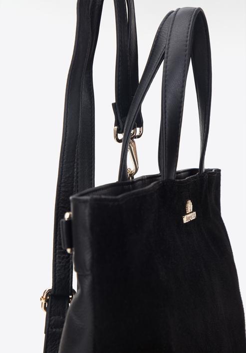 Női bőr shopper táska hátizsák funkcióval, fekete arany, 95-4E-019-44, Fénykép 5