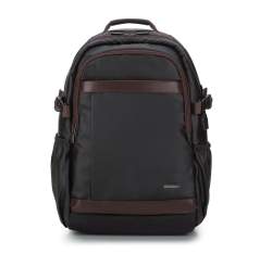 Férfi 15,6’’-es laptop hátizsák ökobőr díszítéssel, fekete barna, 94-3P-202-4, Fénykép 1