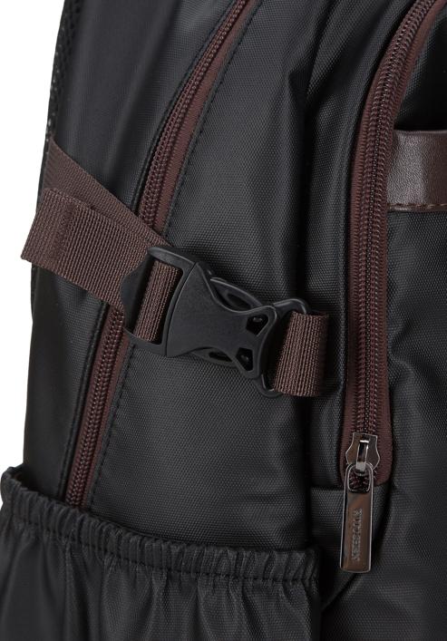 Férfi 15,6"-os laptop hátizsák műbőr díszítéssel, fekete barna, 98-3P-202-1, Fénykép 5