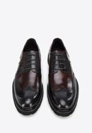 Férfi könnyű talpú brogue cipő kéttónusú bőrből, fekete barna, 96-M-700-4N-42, Fénykép 2