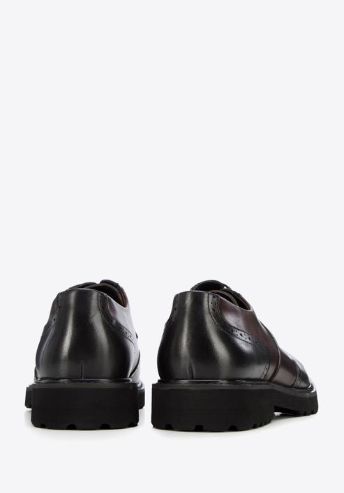 Férfi könnyű talpú brogue cipő kéttónusú bőrből, fekete barna, 96-M-700-4N-43, Fénykép 5