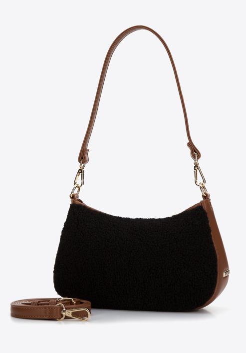 Kis bagett táska műszőrmével, fekete barna, 97-4Y-502-0, Fénykép 2