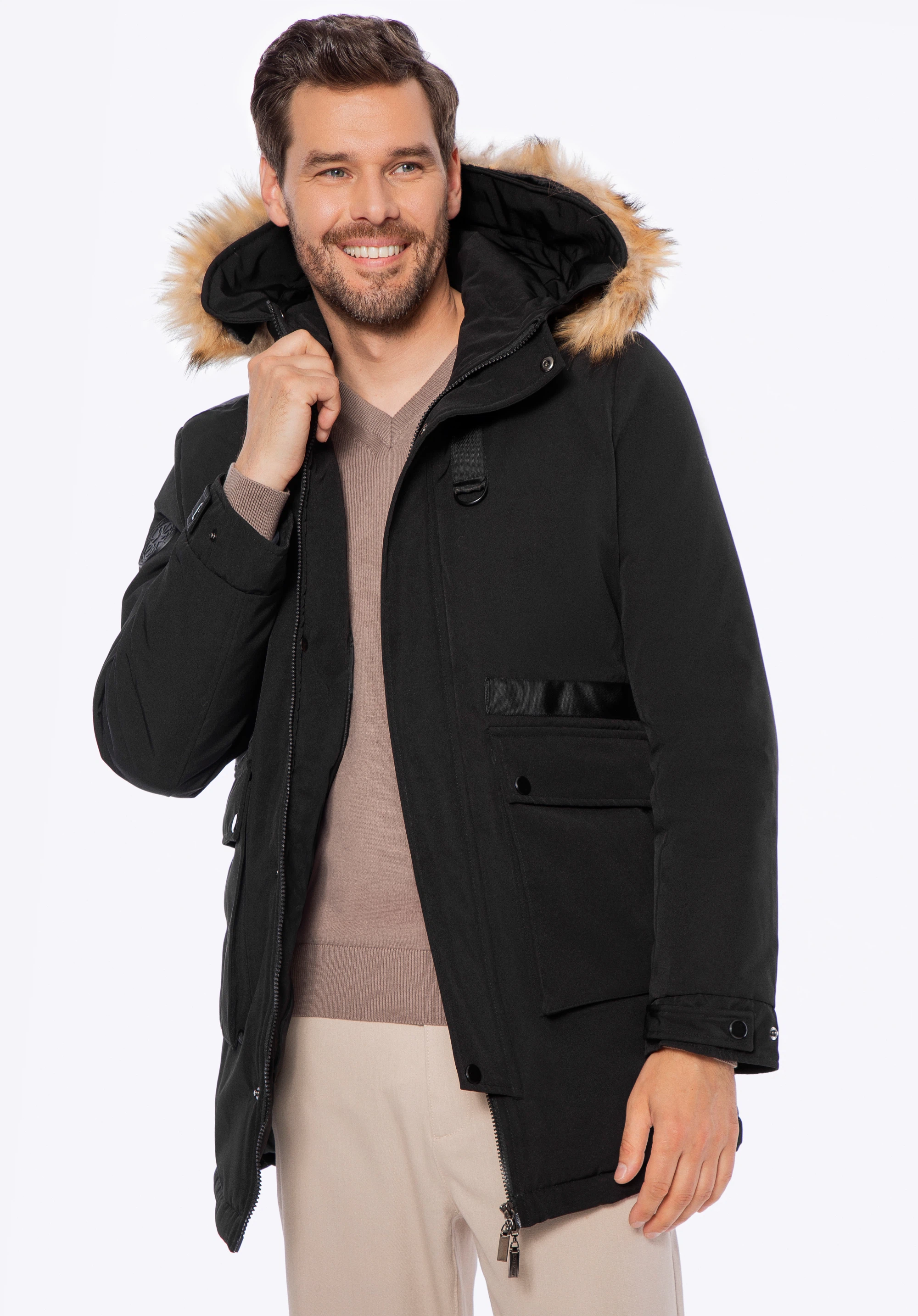 Bélelt férfi kabát, fekete, 97-9D-950-1-2XL, Fénykép 1