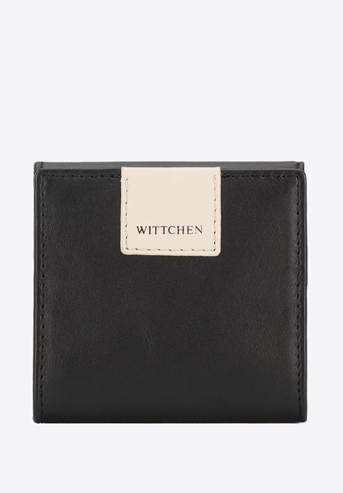 Négyzet alakú bőr pénztárca, fekete-bézs, 26-1-433-19, Fénykép 1