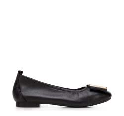 Puha női bőr topánka csattal és masnival díszítve, fekete, 94-D-951-1-39, Fénykép 1