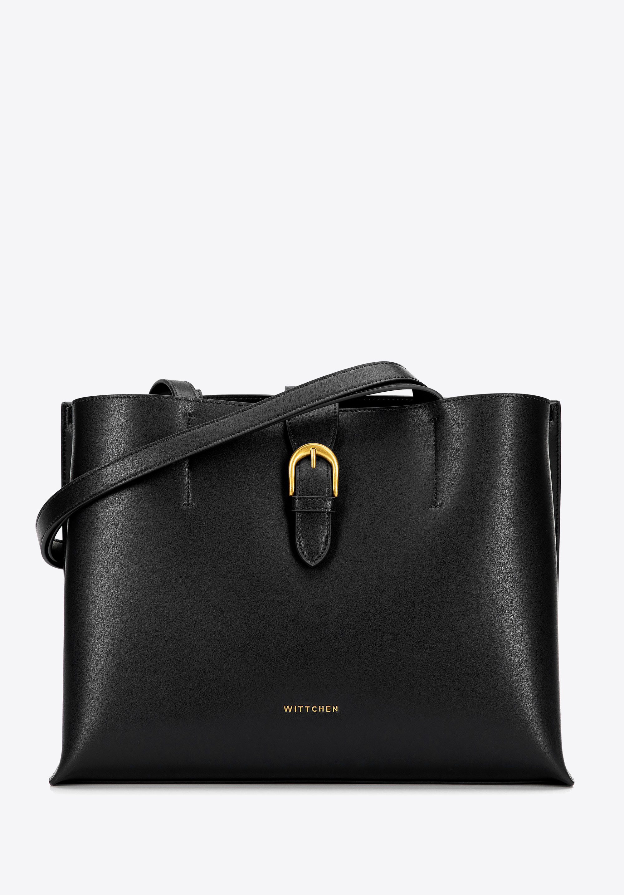 Bőr válltáska díszes csattal, fekete, 101-4E-600-7, Fénykép 1