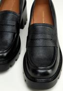 Bőr platform magassarkú cipő, fekete, 97-D-504-3-37, Fénykép 7