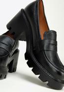 Bőr platform magassarkú cipő, fekete, 97-D-504-3-36, Fénykép 8