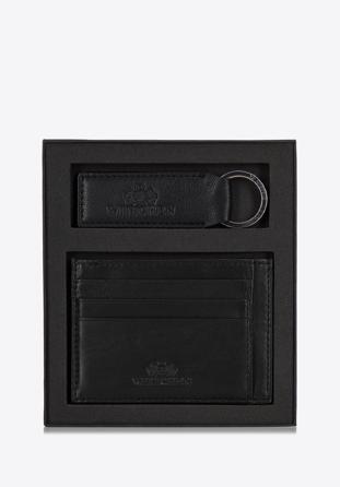 Bőrből készült hitelkártyatartó és kulcstartó készlet, fekete, 26-2S-004-1D, Fénykép 1