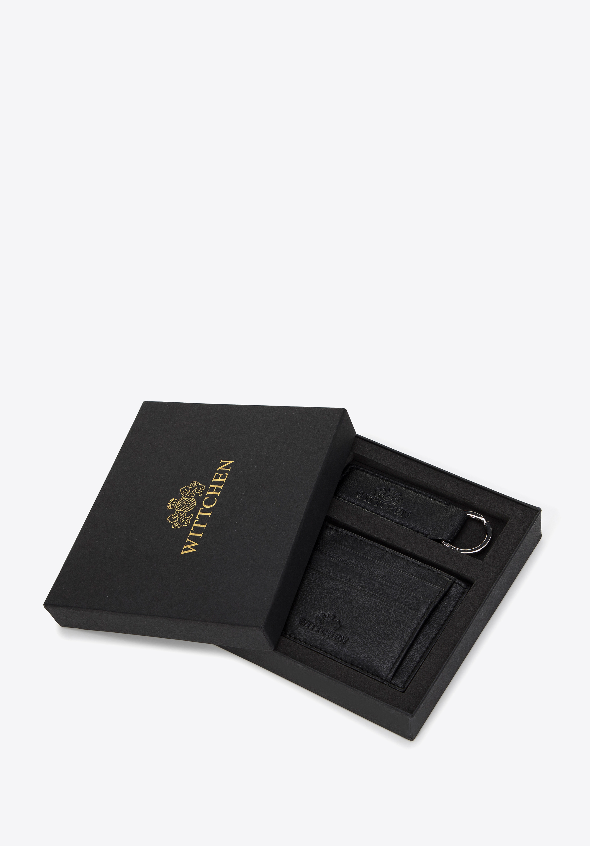 Bőrből készült hitelkártyatartó és kulcstartó készlet, fekete, 26-2S-004-1D, Fénykép 1