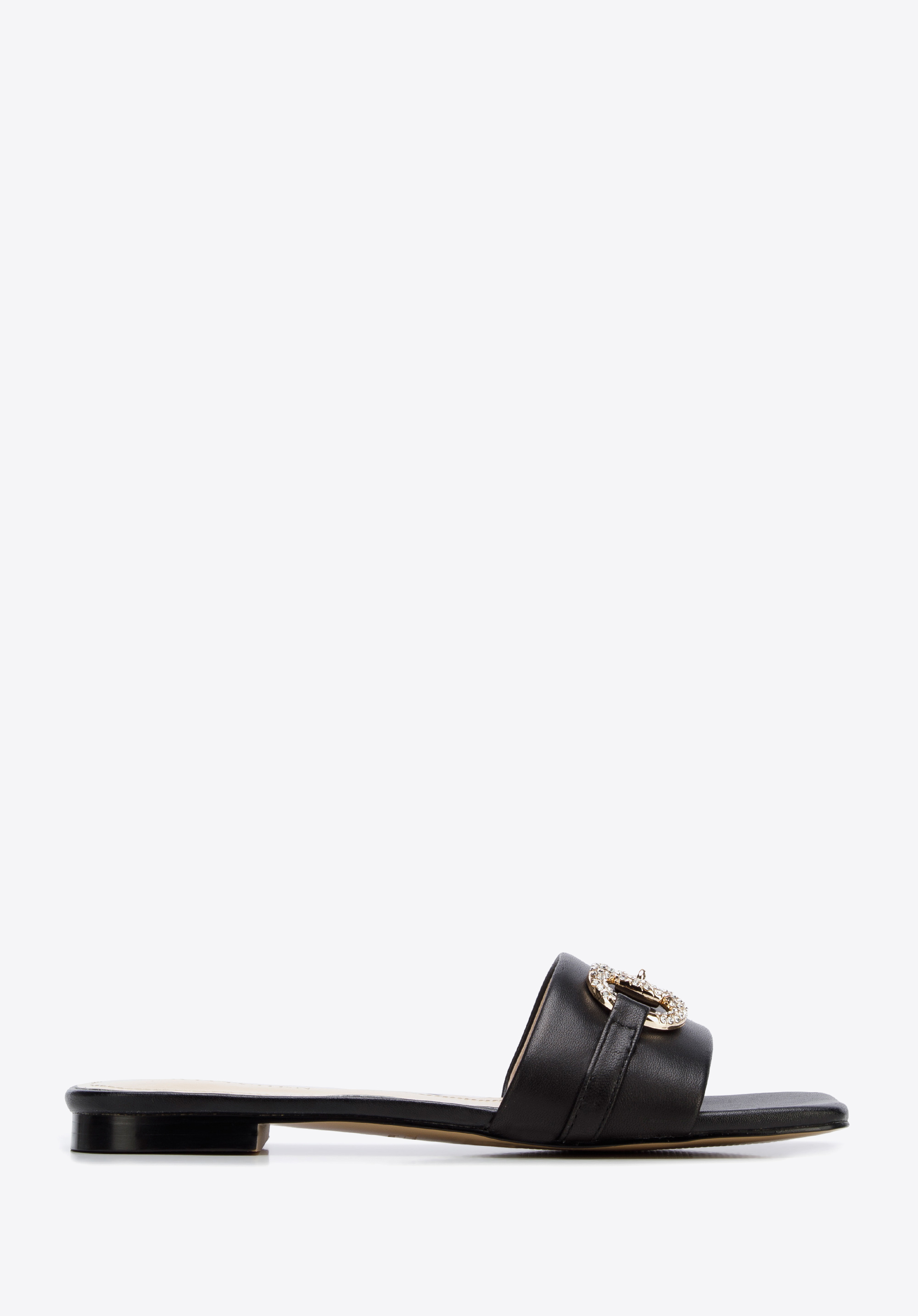 Női bőr flip-flop fényes csattal, fekete, 96-D-511-1-38, Fénykép 1