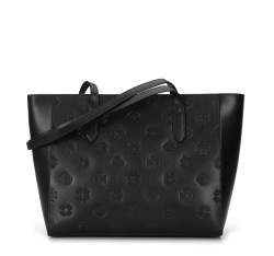 Monogramos bőr shopper táska, fekete, 96-4E-630-1, Fénykép 1