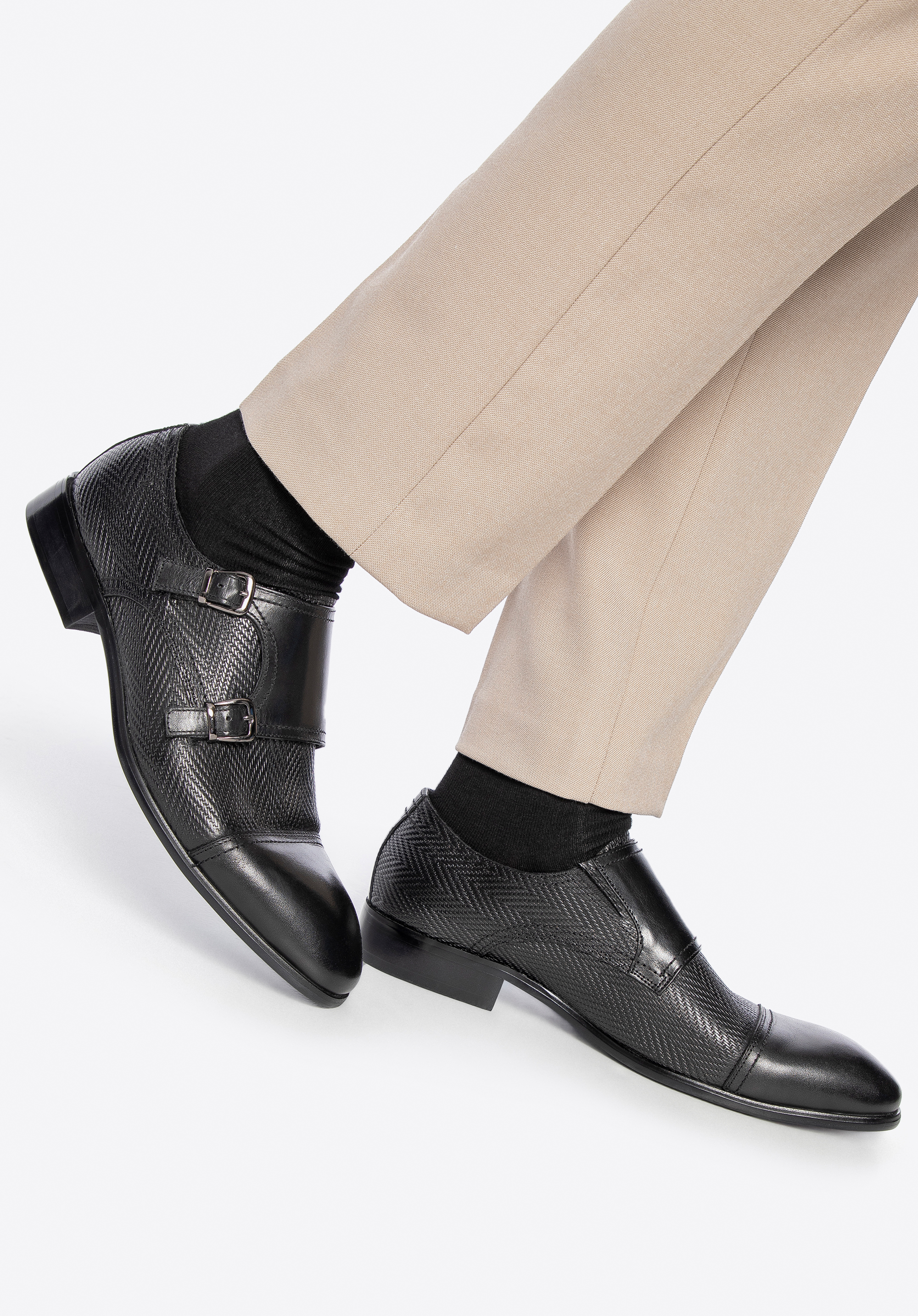 Csatos férfi félcipő, fekete, 100-M-509-1-39, Fénykép 1