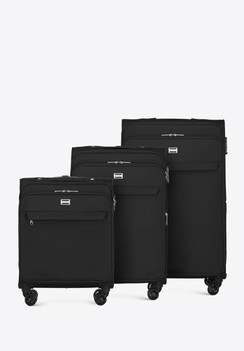 Egyszínű puha bőröndszett, fekete, 56-3S-65S-3, Fénykép 1