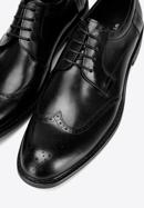 Elegáns férfi bőr cipő perforációkkal, fekete, 96-M-506-1-43, Fénykép 8