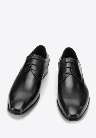 Elegáns férfi bőr derby cipő, fekete, 94-M-518-1-45, Fénykép 1