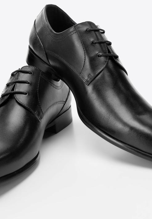 Elegáns férfi bőr derby cipő, fekete, 94-M-518-5-44, Fénykép 8
