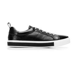 Férfi sneakers sportcipő lyukacsos bőrből, fekete és fehér, 92-M-901-1-41, Fénykép 1