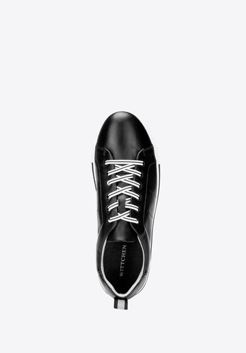 Férfi sneakers sportcipő lyukacsos bőrből, fekete és fehér, 92-M-901-1-40, Fénykép 4