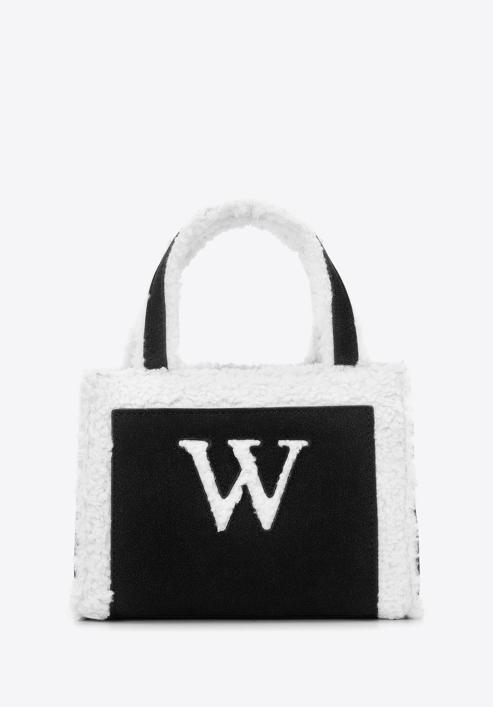 Mini táska műszőrmével, fekete és fehér, 97-4Y-248-1, Fénykép 1