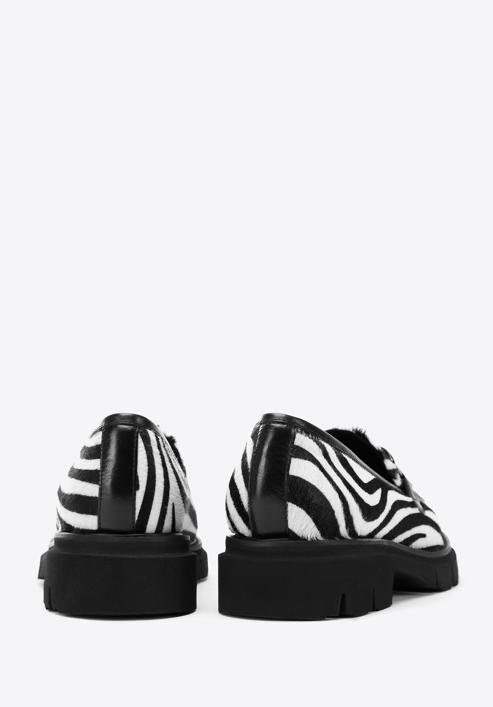 Női bőr loafer cipő, fekete és fehér, 97-D-111-10-36, Fénykép 4