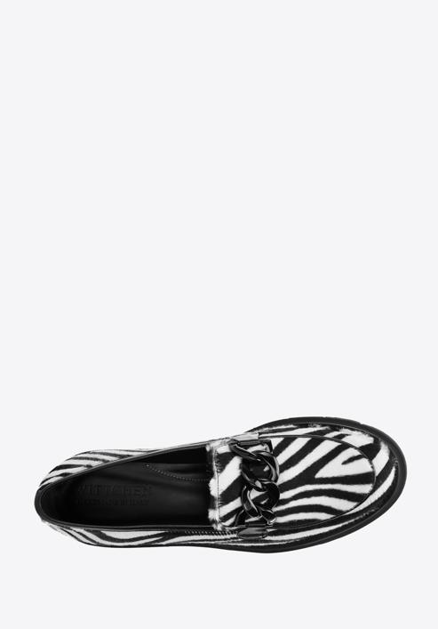 Női bőr loafer cipő, fekete és fehér, 97-D-111-10-35, Fénykép 5