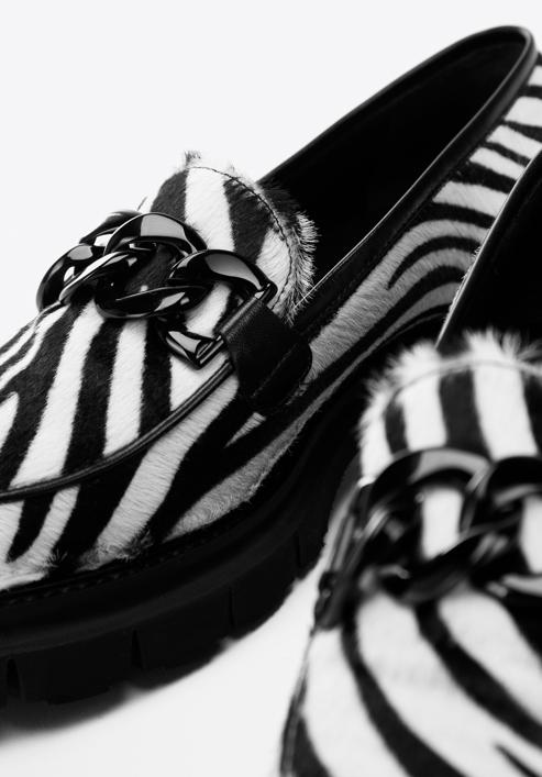 Női bőr loafer cipő, fekete és fehér, 97-D-111-10-36, Fénykép 8