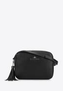 Bőr crossbody táska, fekete ezüst, 29-4E-014-G, Fénykép 1