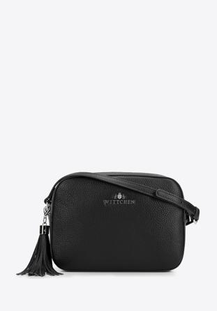 Bőr crossbody táska, fekete ezüst, 29-4E-014-1S, Fénykép 1