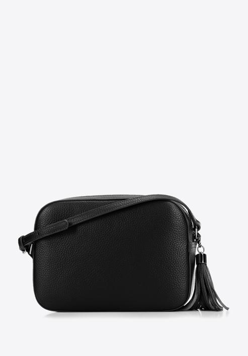 Bőr crossbody táska, fekete ezüst, 29-4E-014-G, Fénykép 2